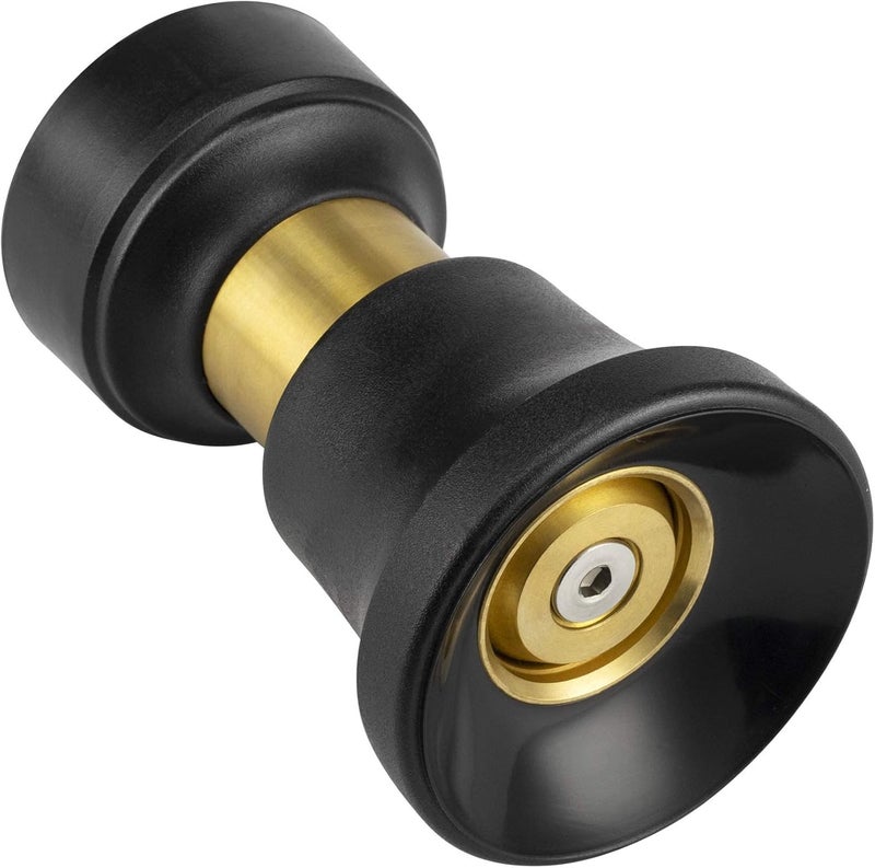 Lichamp Hose Nozzle, Heavy Duty Brass Fireman Style High Power Leak Proof Adjustable Garden Water Sprayer, Suitable for Car Wash, Patio Cleaning, Watering Lawn and Garden, Shower Pets (Black) - Image 1